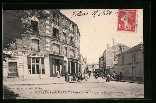 AK Villiers-sur-Marne, La rue de Paris