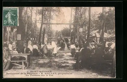 AK Saint-Maurice, Restaurant de la Baignade, H. Baillet, La Terrasse sur le Pre