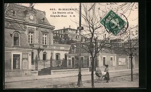 AK Saint-Maurice, La Mairie et la Grande Rue