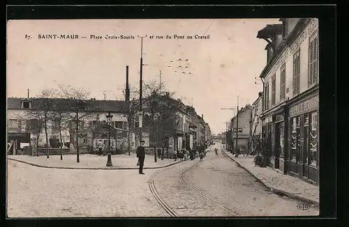 AK Saint-Maur, PLace Croix-Souris et rue du Pont Creteil