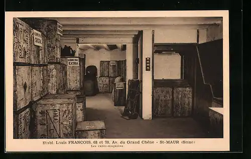 AK Saint-Maur, Etabl. Louis Francois, 68 et 70 Av. du Grand Chêne, Les caves-magasins