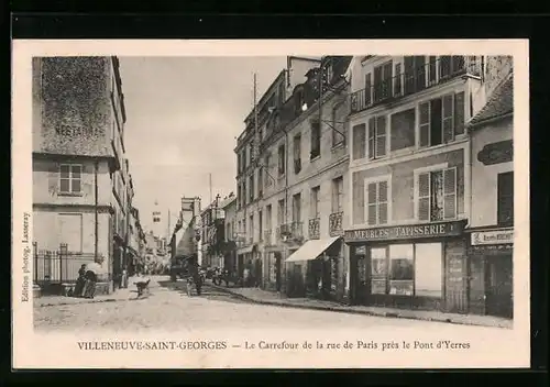 AK Villeneuve-Saint-Georges, Le Carrefour de la rue de Paris près le Pont d`Yerres