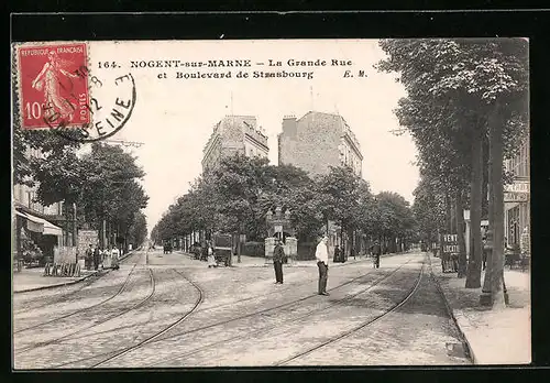 AK Nogent-sur-Marne, La Grande Rue et Boulevard de Strasbourg