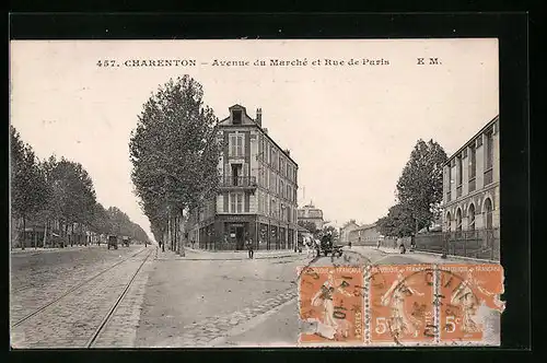 AK Charenton, Avenue du Marché et Rue de Paris