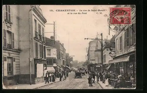 AK Charenton, La rue de Saint-Mandé et la rue du Pont