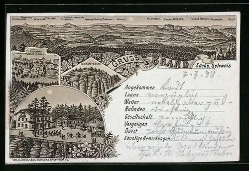 Lithographie Hohnstein, Brand, Die Hafersäcke, Hohnstein Bärengarten