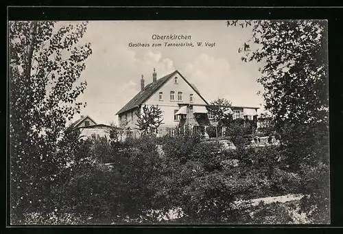 AK Obernkirchen, Gasthaus zum Tannenbrink, Ansicht mit Bäumen