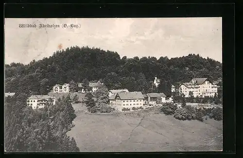 AK Adelholzen /Oberbayern, Ortsansicht mit Wald