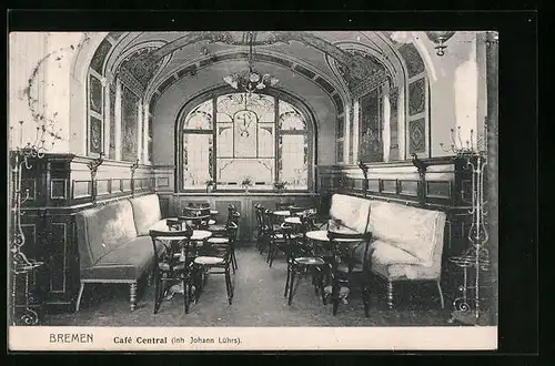 AK Bremen, Café Central, Inh. Johann Lührs, Innenansicht