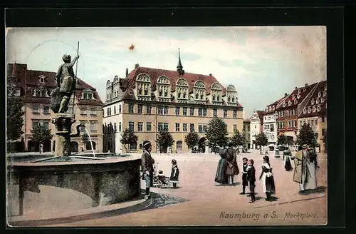 AK Naumburg a. S., Marktplatz mit Brunnen