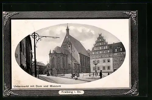 Präge-AK Freiberg /Sa., Untermarkt mit Dom und Museum