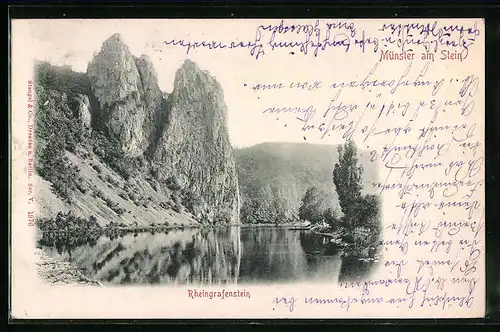 Relief-AK Münster am Stein, Rheingrafenstein