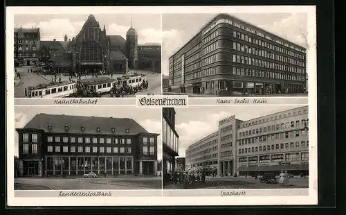 AK Gelsenkirchen, Hauptbahnhof, Sparkasse, Landeszentralbank