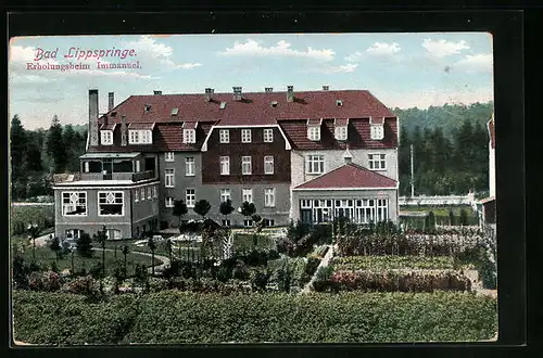 AK Bad Lippspringe, Erholungsheim Immanuel mit Garten
