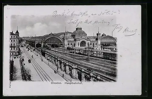 AK Dresden, Strasse am Hauptbahnhof