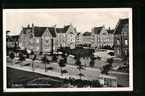 AK Karlsruhe, Städt. Krankenhaus, Strassenpartie