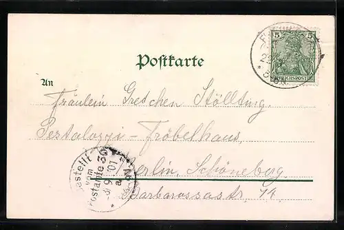 AK Schloss Friedrichsruh, Parkpartie mit Schloss