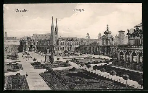AK Dresden, Zwinger aus der Vogelschau