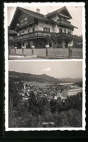 Foto-AK Bad Tölz, Gesamtansicht mit Hotel Christa