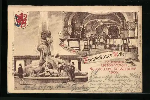 Künstler-AK Düsseldorf, Deutscher Beton-Verein Ausstellung 1902, Franziskaner Keller