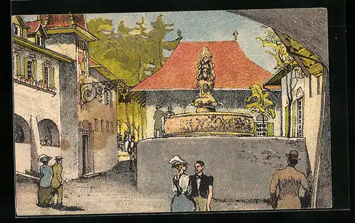 Künstler-AK Bern, Schweizerische Landes-Ausstellung 1914, Serie Dörfli