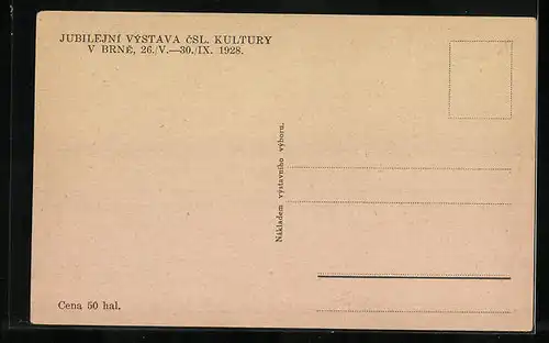 AK Brno, Jubilejní výstava Ceskoslovenské kultury 1928, Restaurationsgebäude bei Nacht, Ausstellung