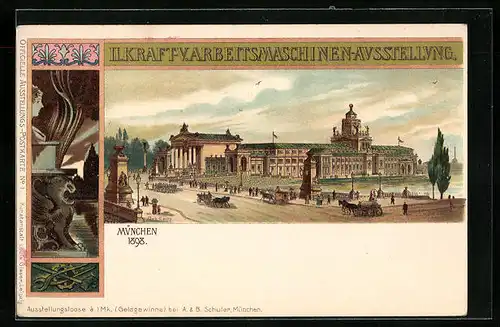 Lithographie München, II. Kraft- u. Arbeitsmaschinen-Ausstellung 1898, Ausstellungsgelände