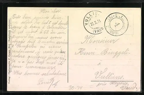 AK Schweizer Soldaten - Erinnerung an die Grenzbesetzung 1914
