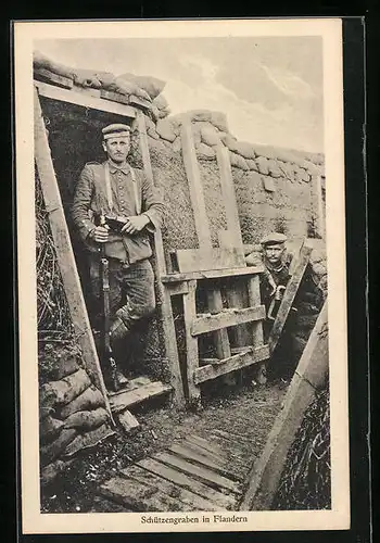 AK Soldaten im Schützengraben in Flandern