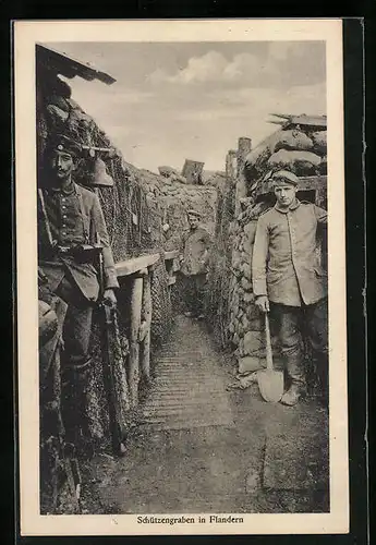 AK Soldaten im Schützengraben in Flandern