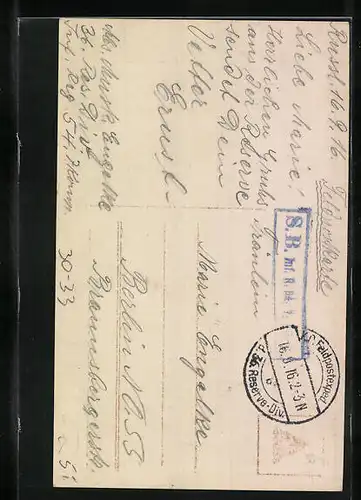 AK Kleiner Junge in Uniform mit kleiner Freundin - Ein Herz, ein Sinn, Kinder Kriegspropaganda