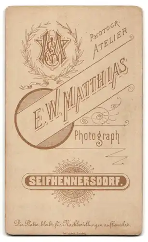 Fotografie E. W. Matthias, Seifhennersdorf, Portrait charmanter junger Mann im eleganten Anzug