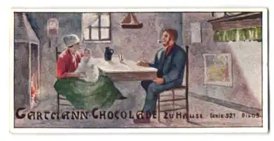 Sammelbild Gartmann Schokolade, Serie 321, Bild 5, Fischerleben, Zu Hause
