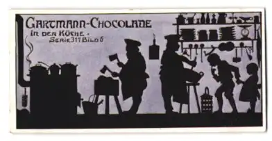Sammelbild Gartmann Schokolade, Serie 317, Bild 6. Bei den Handwerkern, in der Küche