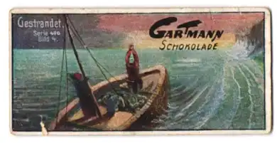 Sammelbild Gartmann Schokolade, Serie 496, Bild 4, Fischerleben, Gestrandet