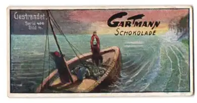 Sammelbild Gartmann Schokolade, Serie 496, Bild 4, Fischerleben, Gestrandet