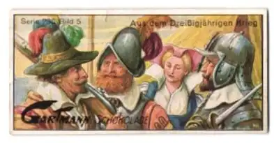 Sammelbild Gartmann Schokolade, Serie 735, Bild 5, Kopfbedeckungen vergangener Zeiten, aus dem Dreissigjährigen Krieg
