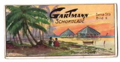 Sammelbild Gartmann Schokolade, Serie 569, Bild 2, Inseln unter dem Winde, Palmenküste