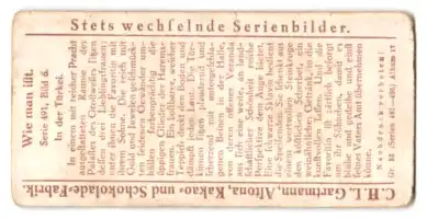 Sammelbild Gartmann Schokolade, Serie 491, Bild 6, Wie man isst, im Harem in der Türkei