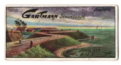 Sammelbild Gartmann Schokolade, Serie 553, Bild 1, Uferschutz der deutschen Nordseeküste, Seedeich