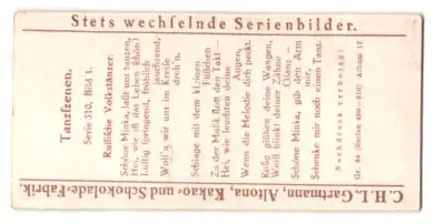 Sammelbild Gartmann Schokolade, Serie 510, Bild 1, Tanzszenen, Russische Volkstänzer