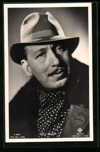AK Schauspieler Willy Birgel mit Schnurrbart und Hut
