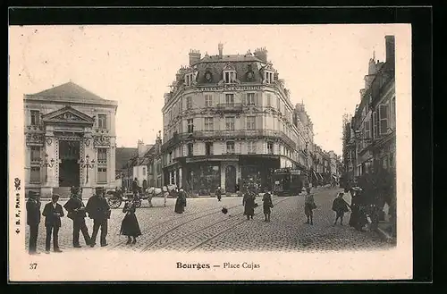 AK Bourges, Place Cujas et Tramway, Strassenbahn