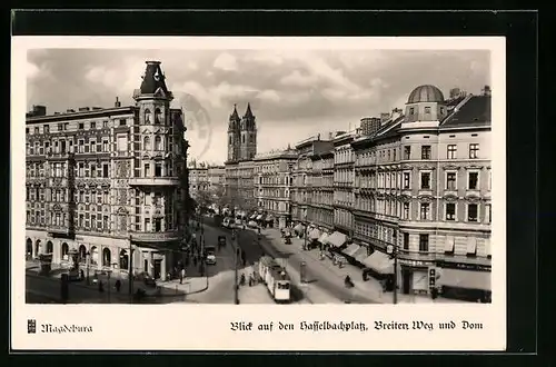 AK Magdeburg, Hasselbachplatz mit Strassenbahn