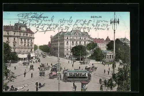 AK Berlin, Strassenbahnverkehr auf dem Potsdamerplatz