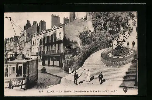 AK Blois, les Escaliers Denis-Papin, Tramway