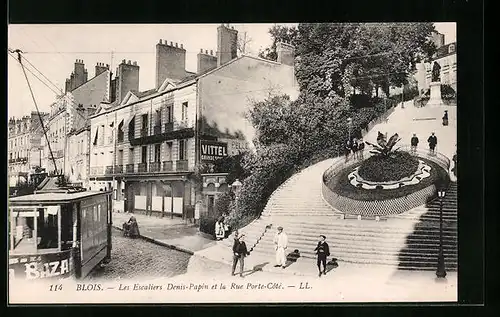 AK Blois, les Escaliers Denis-Papin, Tramway