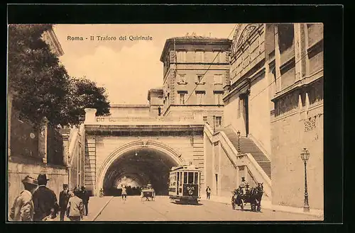 AK Roma, il Traforo del Quirinale, Tramway, Strassenbahn