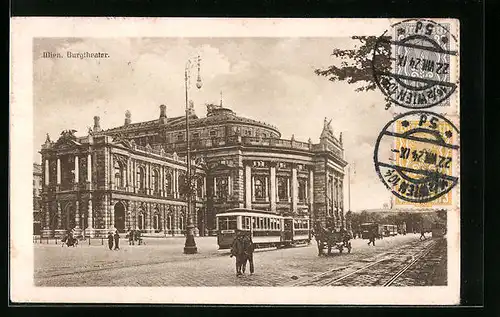 AK Wien, Strassenbahnverkehr vor dem Burgtheater