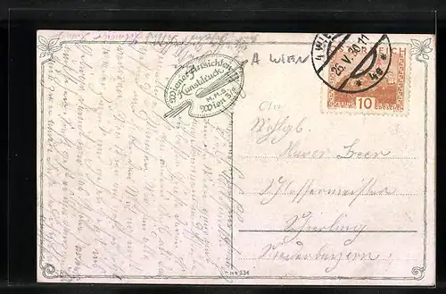 AK Wien, Tegetthoffstrasse mit Strassenbahn